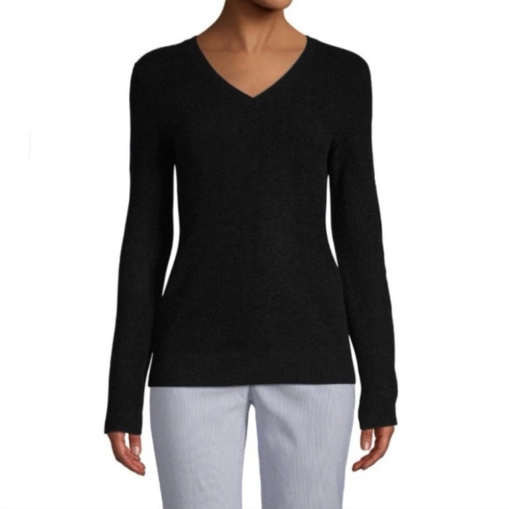 NWT Lord & Taylor Cashmere V-Neck Sweater / Medium / Black